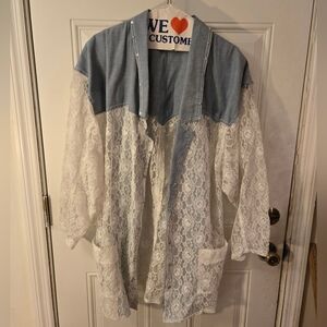 Vintage Mario Romano Cotton Polyester Top Lace Style And Blur Accent Size Medium